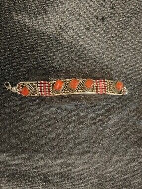 Handcrafted Orange Stone Beaded Women's Bracelet